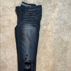 Black, ripped American eagle slim fit jeans.